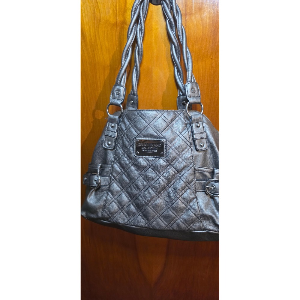 Relic Brand Collection Pewter Metallic Quilted Braided Strap Shoulder Bag Purse
